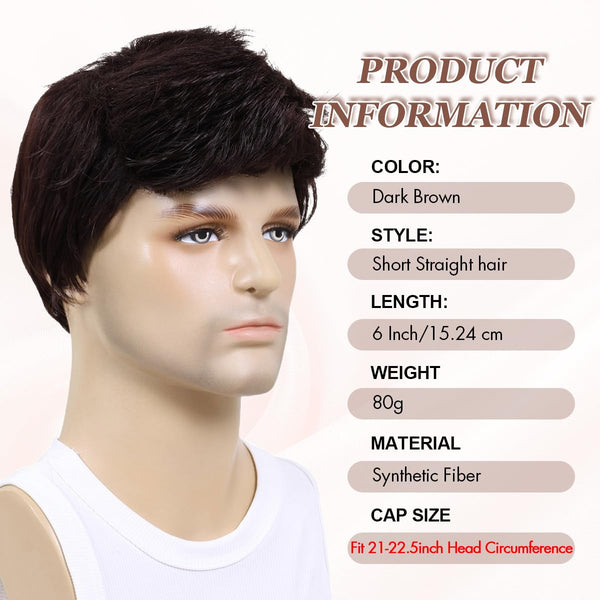 Stylish Short Brown Wig for Men